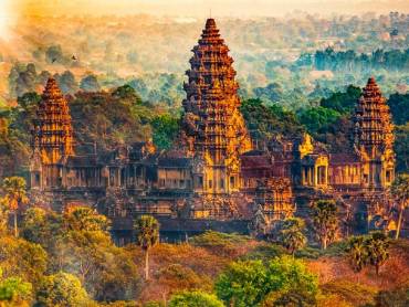 Blick auf Angkor Tom am spten Abend