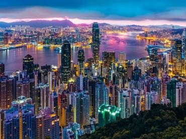 Sonnenaufgang ber Hong Kong